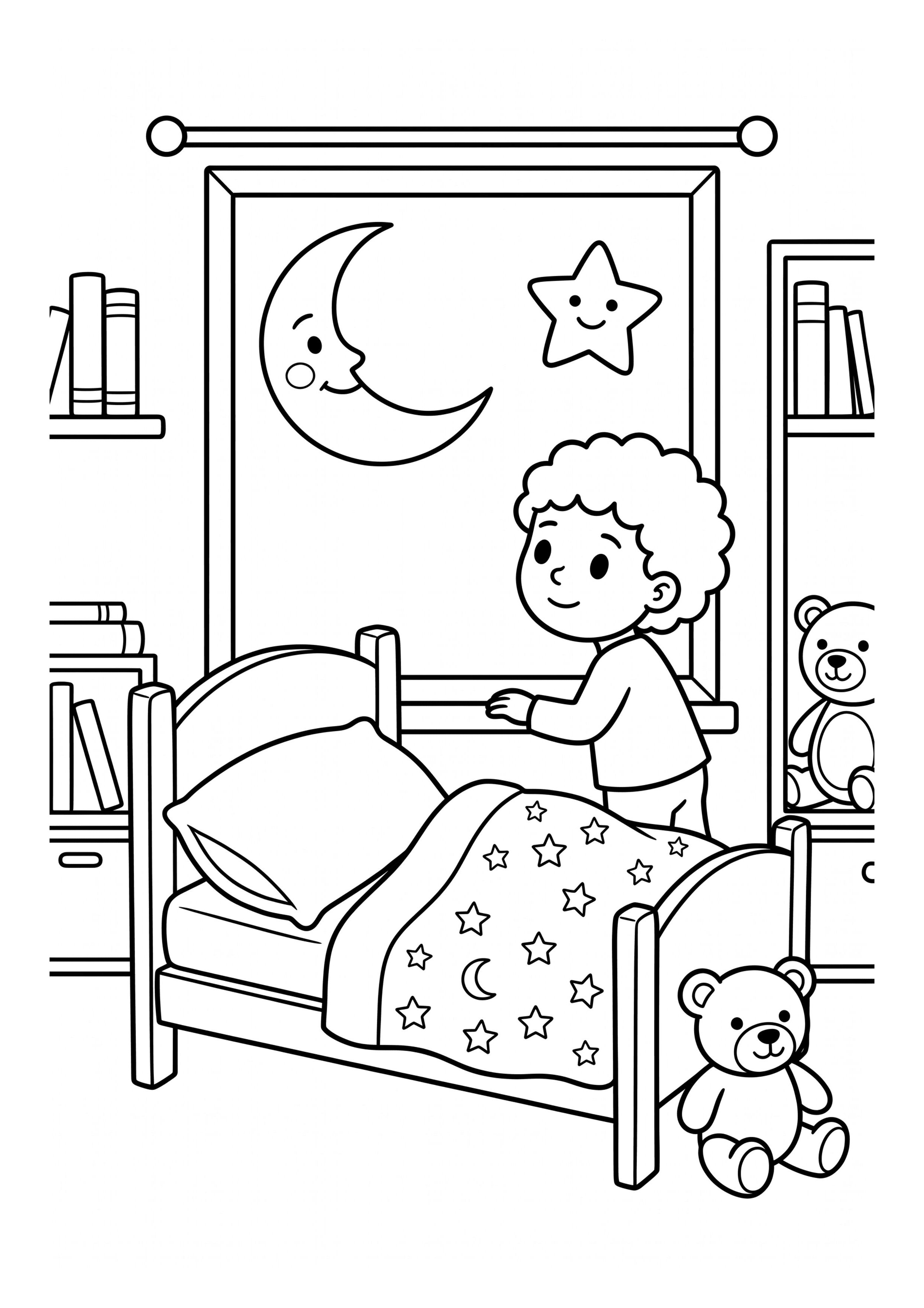 Ausmalbild zu „Sonne, Mond und tausend Sterne“