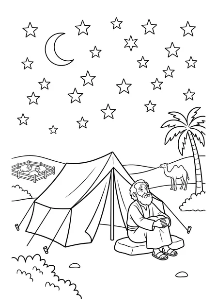 Ausmalbild zu „Abraham zählt die Sterne“ (Vorschau)