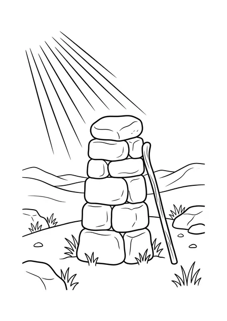 Ausmalbild zu „Jakobs Traum von der Himmelsleiter“ (Vorschau)