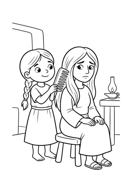 Ausmalbild zu „Das kleine Mädchen, das Naaman hilft“ (Vorschau)