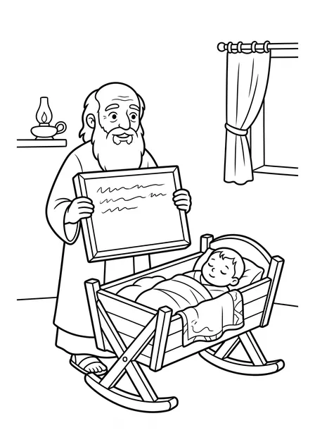 Ausmalbild zu „Zacharias wird ganz still“ (Vorschau)