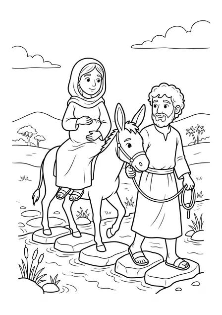 Ausmalbild zu „Der weite Weg nach Betlehem“ (Vorschau)