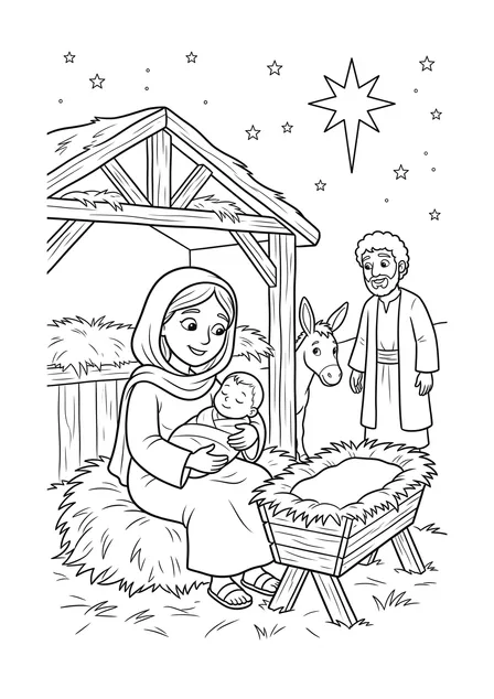 Ausmalbild zu „Jesus wird geboren“ (Vorschau)