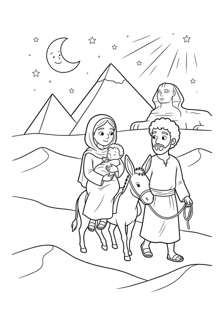 Ausmalbild zu „Die Flucht nach Ägypten“ (Vorschau)