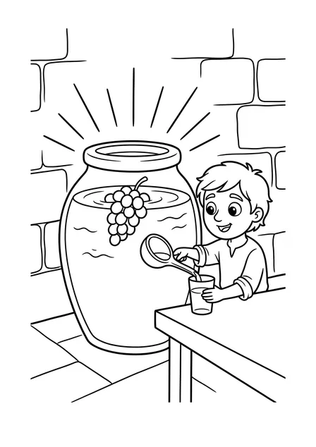 Ausmalbild zu „Wasser wird Wein“ (Vorschau)