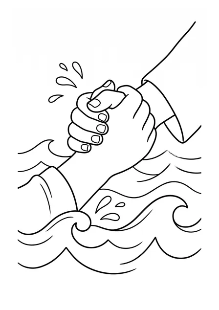 Ausmalbild zu „Jesus geht über das Wasser“ (Vorschau)