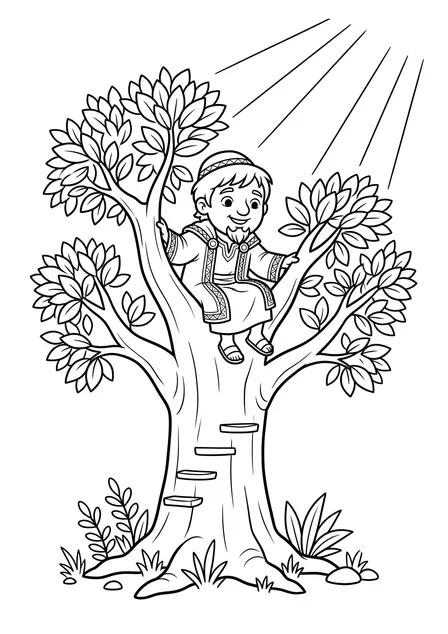 Ausmalbild zu „Zachäus auf dem Baum“ (Vorschau)