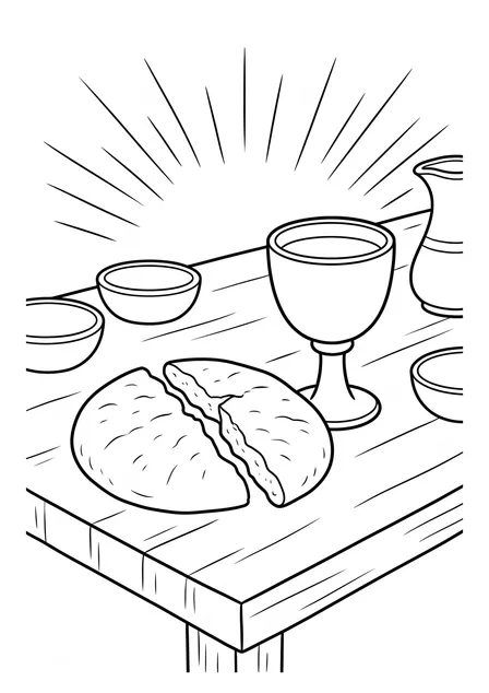 Ausmalbild zu „Brot und Becher“ (Vorschau)